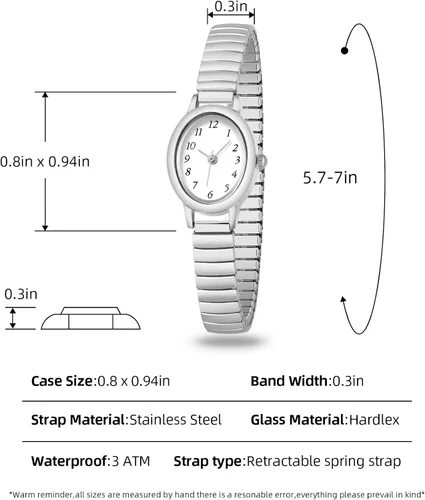 Vista 4 de Relojes dorados para mujer, reloj analógico impermeable de lectura fácil para mujer con banda de expansión de acero aleado