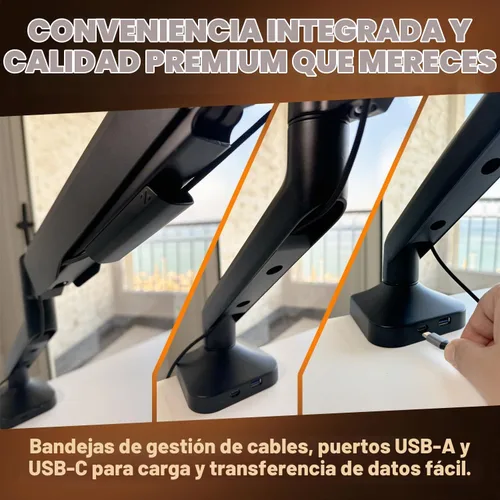 Vista 6 de Elevate Pro - Soporte de pie para computadora portátil de alta resistencia para escritorio (11"-17.3" - máx. 26 libras) Soporte de brazo de resorte