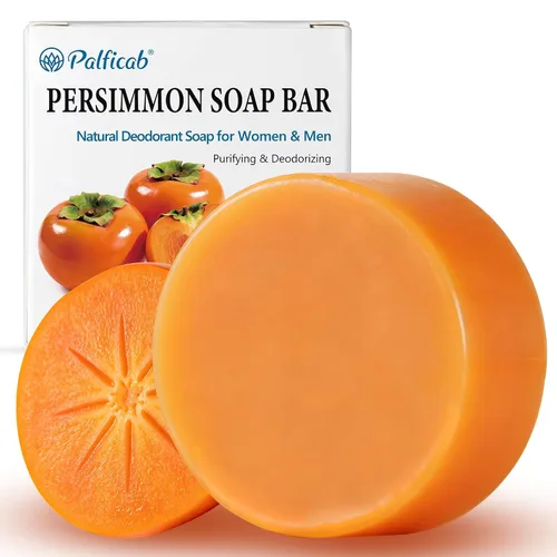 Jabón de caqui de 4.23 oz para personas mayores, olor natural, extracto de caqui, desodorante, jabón corporal para hombres y mujeres, control y