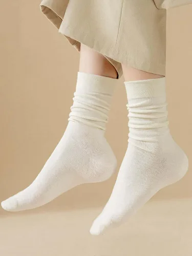 Vista 8 de HAVE A TREE Paquete de 3-12 calcetines de algodón largos y suaves para mujer, calcetines blancos delgados