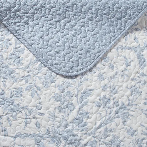Vista 12 de Laura Ashley - Juego de edredón individual, juego de ropa de cama reversible de algodón con funda de almohada adicional, decoración del hogar