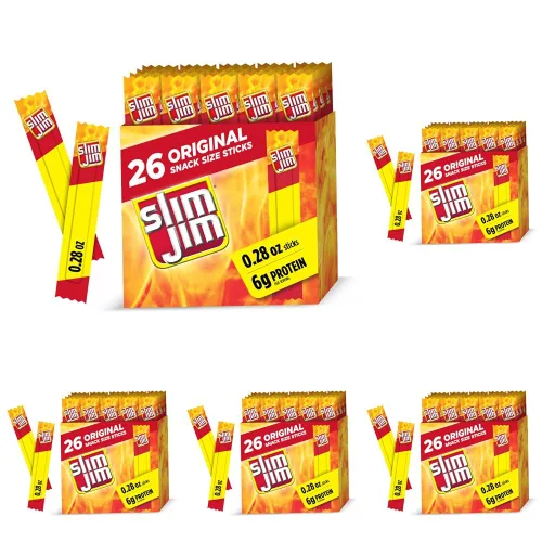 Vista 9 de Slim Jim - Palitos de carne seca ahumada, sabor original, 0.28 onzas, 26