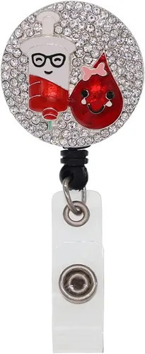Vista 7 de Lindo Rhinestone Dropping Enfermera Retráctil Identificación Tirador Carrete Titular