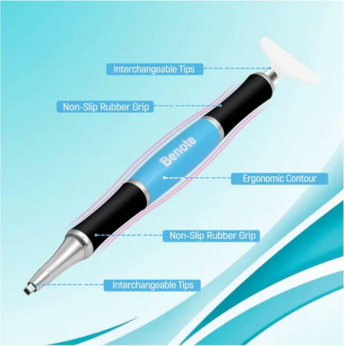 Vista 5 de benote Bolígrafo ergonómico de pintura de diamante con doble punta de rosca de metal de goma, bolígrafo redondo y cuadrado para arte, manualidades