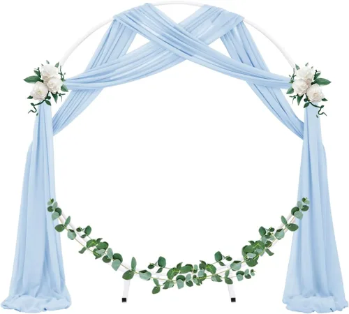 Vista 2 de Socomi Tela para Arco de Boda 1 Panel 29" x 19 Pies Gasa Chifón Transparente Azul Bebé Cortinas 6 Yardas para Ceremonia de Boda Decoración de Fiesta