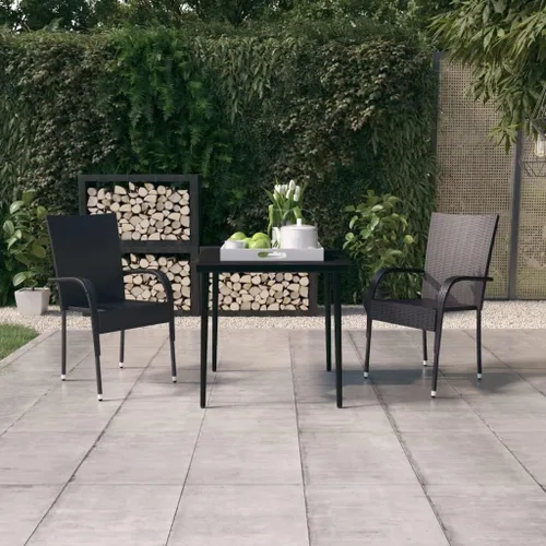 Vista 14 de 5-Piece Outdoor Patio Dining Set Black, PE Rattan Furniture with Tempered Glass Table Top and Powder-Coated Steel Frame for Garden, Balcony, Backyard