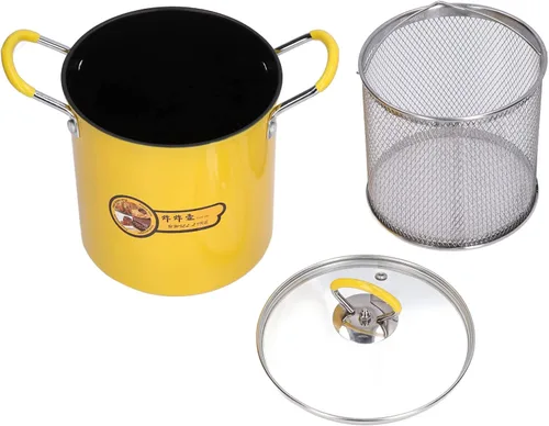Vista 3 de 3L Mini Freidora Olla Japonesa de Acero Inoxidable con Filtro de Aceite Tapa de Rack para Cocina del Hogar