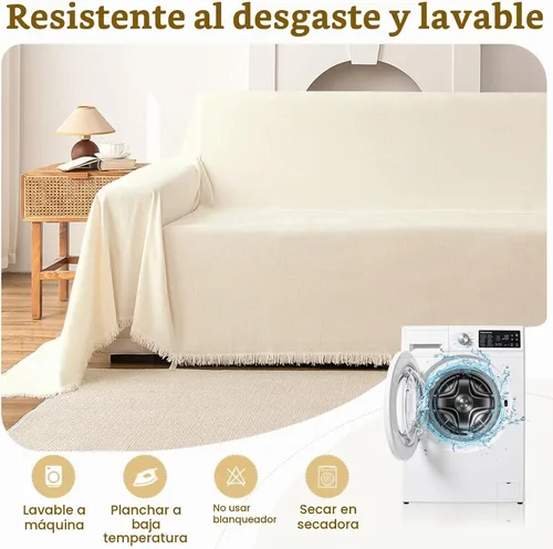 Vista 6 de Funda de felpilla para sofá, funda suave con borlas para sofá, funda de sofá para sofá de 2 puestos, funda de sofá, protector de muebles lavable