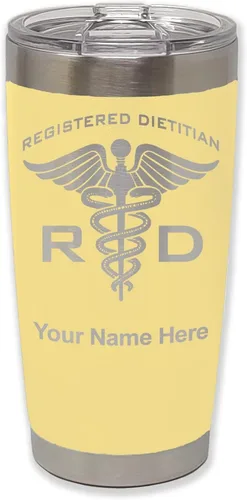 Vista 13 de LaserGram Vaso aislado al vacío de 20 onzas, dietista registrado RD, grabado personalizado incluido (negro)