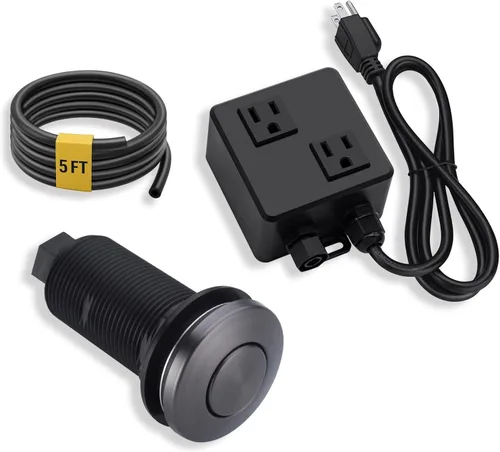 Vista 11 de BESTILL Kit de interruptor de aire superior para eliminación de basura, botón negro mate de 3.6 pulgadas de largo con cubierta de latón, módulo