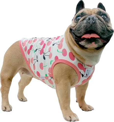 Vista 16 de iChoue - Camisetas de rayas de algodón 100% transpirable para Bulldog francés, chaleco de Halloween para perros medianos, camisetas Frenchie Pug