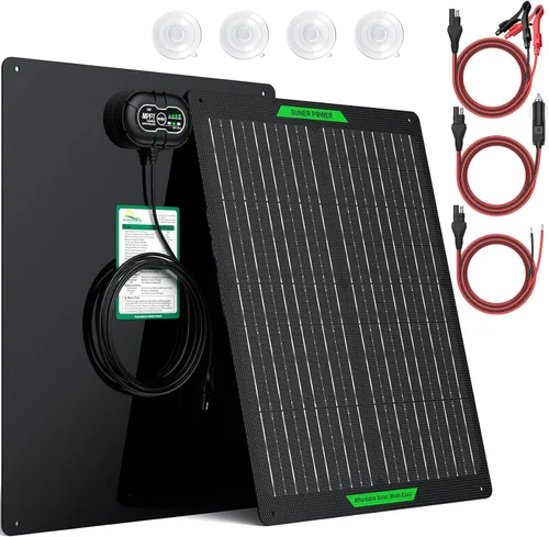 Vista 11 de SUNER POWER Cargador de batería solar impermeable de 12 W 12 V y mantenedor PRO, controlador de carga MPPT UltraSmart integrado, kits de carga