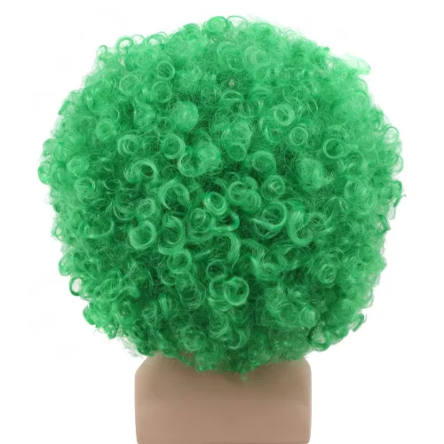 Vista 4 de yuehong Pelucas cortas y esponjosas de discoteca afro, sintéticas, para cosplay, cosplay, pelucas divertidas para hombres y mujeres unisex (verde)