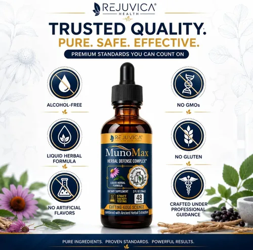 Vista 8 de Rejuvica Health MunoMax Gotas líquidas de apoyo inmunológico Equinácea, saúco, astrágalo, reishi y sello de oro Apoya la defensa inmune diaria