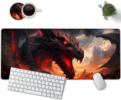 Vista 36 de Alfombrilla de mouse grande de 31.5 x 11.8 pulgadas, extendida para juegos con bordes cosidos, protector de alfombrilla de mouse XXL, base de goma