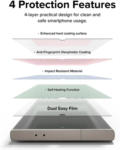 Vista 6 de Ringke Película doble fácil [protección de 4 capas] compatible con Samsung Galaxy S24 Ultra Protector de pantalla 5G, revestimiento de reparación