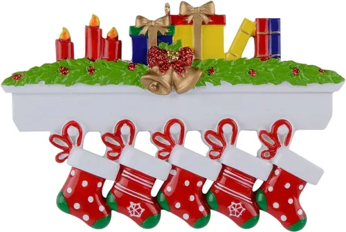 Vista 7 de MAXORA Mantle Fireplace - Adorno personalizado para árbol de Navidad de familia de 3 medias 2022 – Personalizado para padres, hijos, amigos