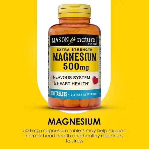 Vista 4 de Mason Natural Magnesio 500 mg Extra Strength, 100, suministro de día, 1 paquete