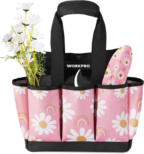 Vista 10 de WORKPRO Bolsa de herramientas de jardín, bolsa Oxford resistente de 9 bolsillos, soporte para kit de herramientas de jardinería, 12 x 12 x 6
