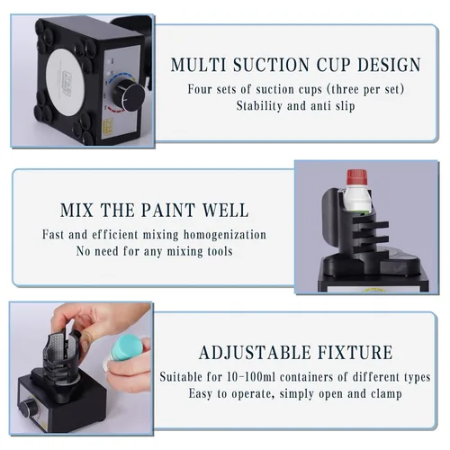 Vista 4 de Mini mezclador de vórtice, mezclador de pintura modelo manos libres, 300 ~ 2400 rpm, agitador de velocidad ajustable de tres etapas, adecuado