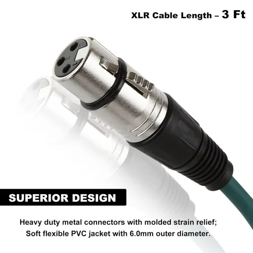 Vista 4 de ABuff Paquete de 10 cables XLR de 3 pies, cables de micrófono XLR de 3 pines macho a hembra, ideal para audio, guitarra, altavoz