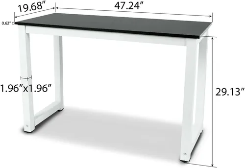 Vista 2 de G-PLUS Escritorio de computadora de 47.2 pulgadas, mesa de oficina de madera, estilo moderno y simple, para computadora portátil, mesa de estudio