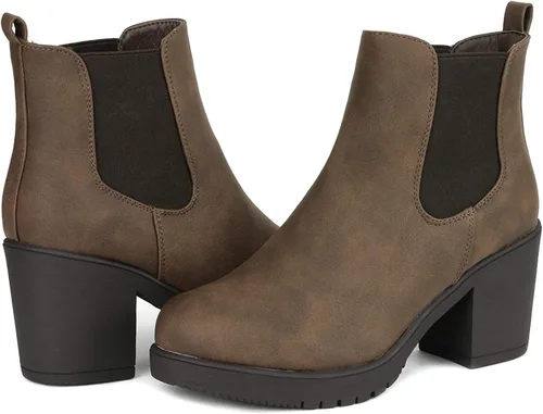 Vista 3 de DREAM PAIRS. FRE - Botines de tacón alto estilo Chelsea para mujer