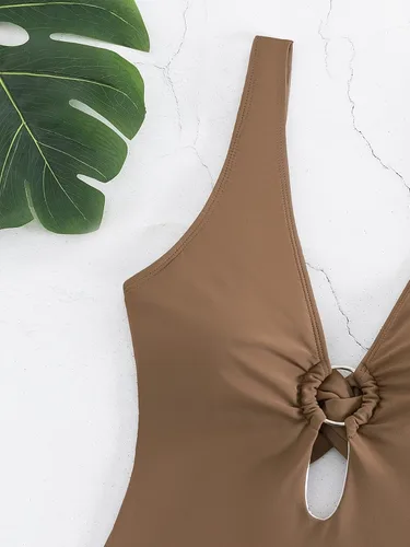 Vista 3 de SOLY HUX Traje de baño sexy de una pieza con cuello en V profundo para mujer