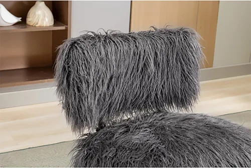 Vista 5 de Silla decorativa Saucer con butacas otomanas para Sala Modernas, silla de ocio para sala de estar, silla auxiliar con piel artificial larga para Gris