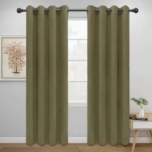 Vista 91 de Easy-Going - Cortinas opacas para dormitorio, aislamiento térmico sólido con ojales, cortinas de ventana para reducción de ruido, cortinas