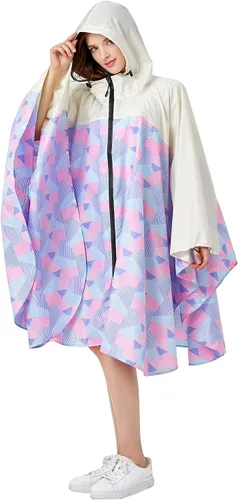Vista 4 de Spmor Poncho de lluvia impermeable con capucha para adultos con cremallera