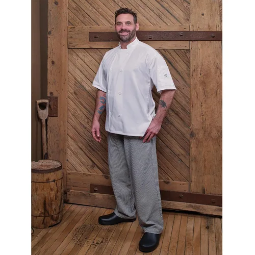 Vista 7 de Mercer Culinary M60030HT6X Millennia - Pantalones de cocina para hombre, talla 6XL, dientes de perro blanco y negro