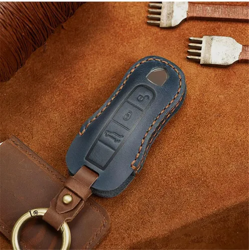 Vista 4 de Funda de cuero hecha a mano para Porsche Panamera Cayenne Macan 911 Taycan 918