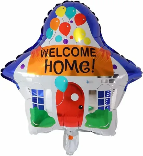 Vista 2 de LYST 5 globos de papel de aluminio de bienvenida para el hogar con globos en forma de casa para decoración de fiestas, decoración del hogar