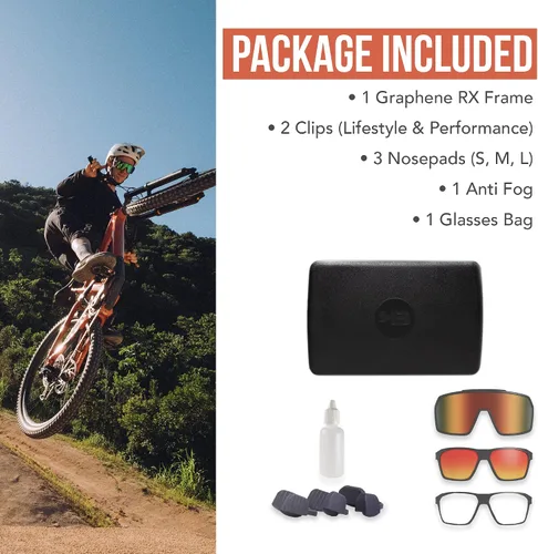 Vista 2 de Hot Buttered HB - Gafas de sol PRESTO 3 en 1 para mujeres y hombres, marco RX + clip + lente casual, protección UV, deportes al aire libre