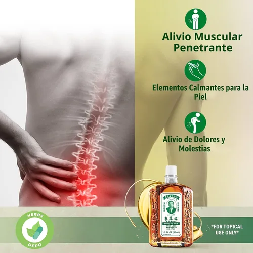 Vista 3 de Wong to Yick - Aceite Medicado Wood Lock - Alivio Herbal del Dolor para Dolores Musculares, Torceduras, Dolor de Hombro y Espalda
