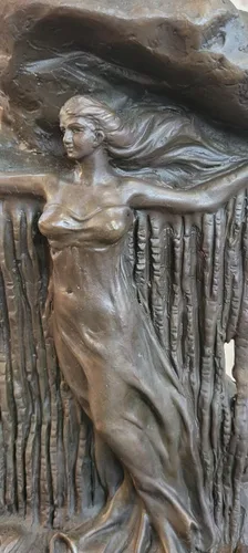 Vista 6 de Gran detallado rara hermosa dama de pared de bronce Art Nouveau escultura escultura brillante fundida en caliente por Think Bronze