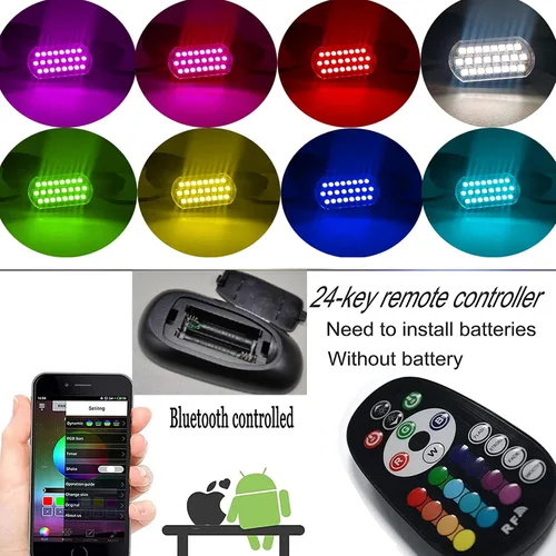 Vista 2 de Luces LED marinas para barco, luz de neón de cortesía RGBW con control remoto RF/aplicación, pontón impermeable popa luz de cubierta para yate