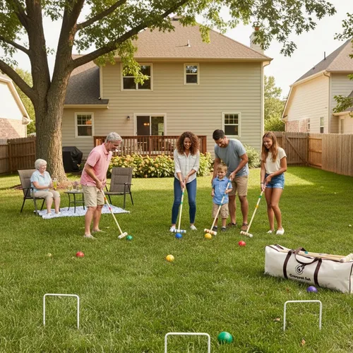Vista 6 de Juego de croquet para adultos de 28 pulgadas con mazos de madera, bolas de colores, bolsa de transporte resistente para adultos y niños, perfecto
