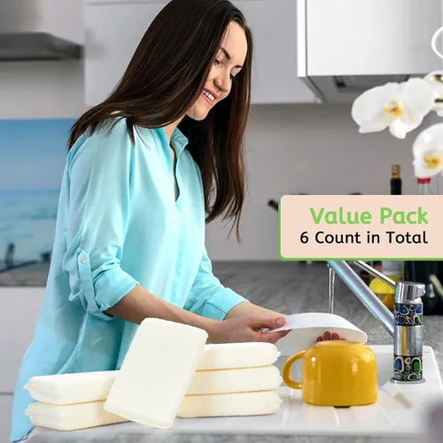Vista 9 de Practical Matter - Esponja de cocina multiusos de fibra de algodón orgánico para lavar platos y limpiar todas las superficies, exfoliante duradero