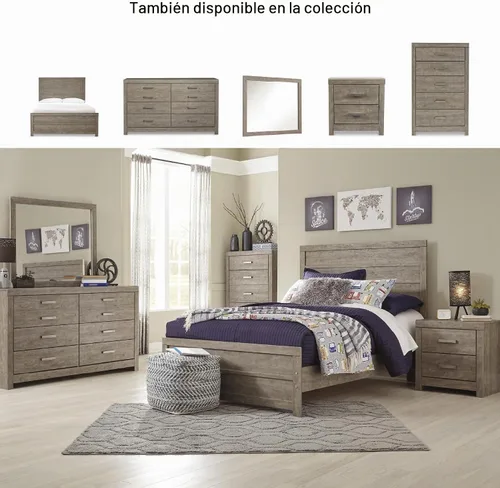Vista 9 de Signature Design by Ashley Culverbach Farmhouse - Marco de cama de panel