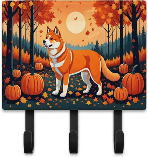 Vista 32 de Affenpinscher - Correa de otoño o llavero Affenpinscher Fall artwork on ceramic tile with three steel hooks for keys, leashes, towels