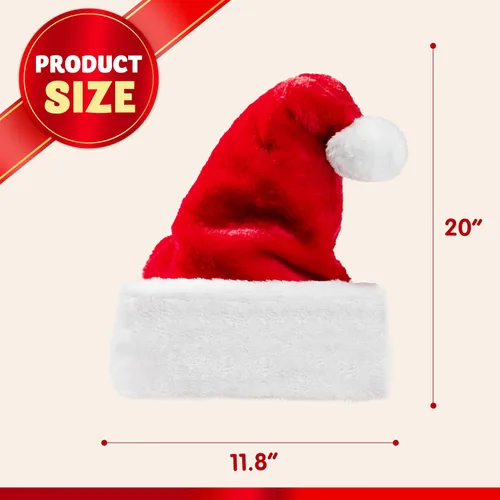 Vista 6 de JOYIN Sombreros de Navidad, paquete de 4 sombreros de Papá Noel de alta calidad, sombreros de Navidad de terciopelo rojo para Navidad, suministros