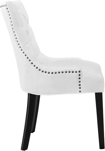 Vista 6 de Modway Regent - Silla de comedor de tela tapizada con botones en color blanco