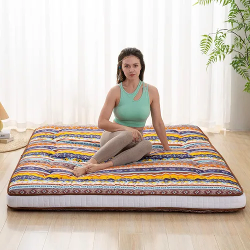 Vista 7 de Dr.Futon - Colchón tipo futón japonés para piso, extra grueso, plegable, enrollable, cubrecama para invitados, esterilla para acostarse y viajar
