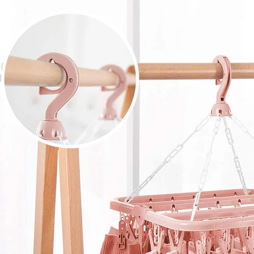 Vista 3 de Percha de clip y goteo, percha de secado para ropa – 1/2 piezas de ropa interior con clips, estante de secado plegable con 32 clips para secar