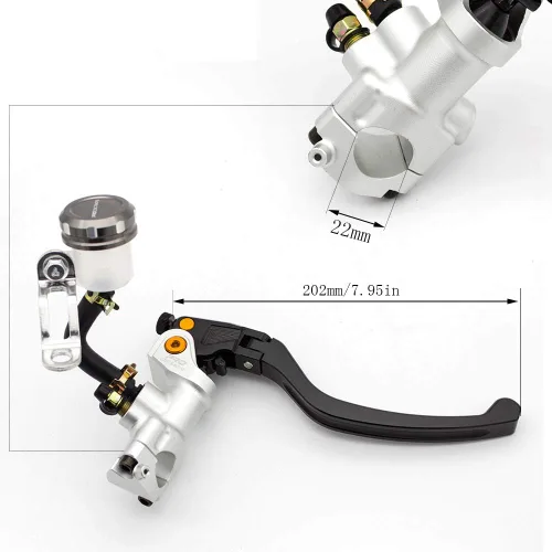 Vista 4 de 7/8 "0.866 in universal motocicleta doble hidráulico freno embrague palancas cilindro maestro para 300cc-1800cc Sport bike/Street bike/Scooter