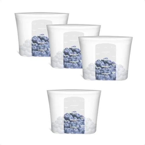 Vista 32 de Bolsas de Alimentos Reutilizables, Paquete de 12 Bolsas de Almacenamiento de Alimentos 100% Silicona que se Mantienen de Pie con Cierre Hermético