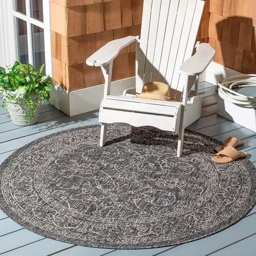 Vista 21 de SAFAVIEH Alfombra lavable al aire libre, colección Courtyard - 2'3" x 5', azul aguamarina y gris, no desprende pelusa y fácil limpieza, ideal
