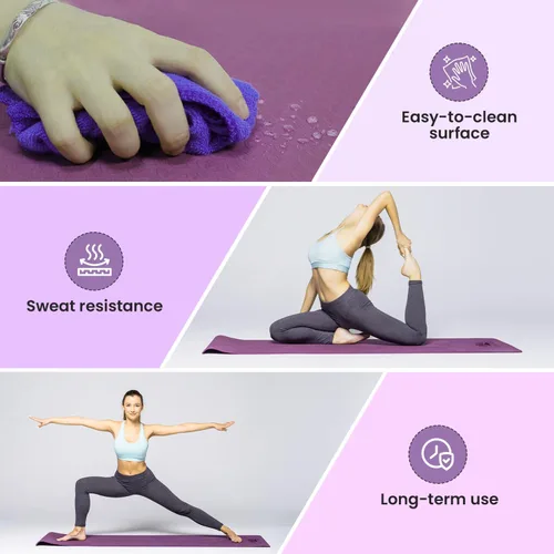 Vista 7 de Live Well - Tapete de yoga TPE para mujer, antideslizante, con correa, extra grueso de 0.236 pulgadas, color rosa, para entrenamiento en casa y uso
